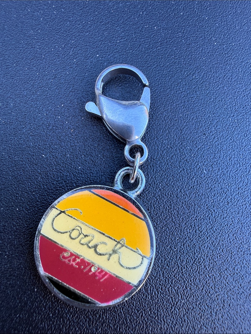 Coach Round Enamel Stripe Charm in Yellow, Orange & Red